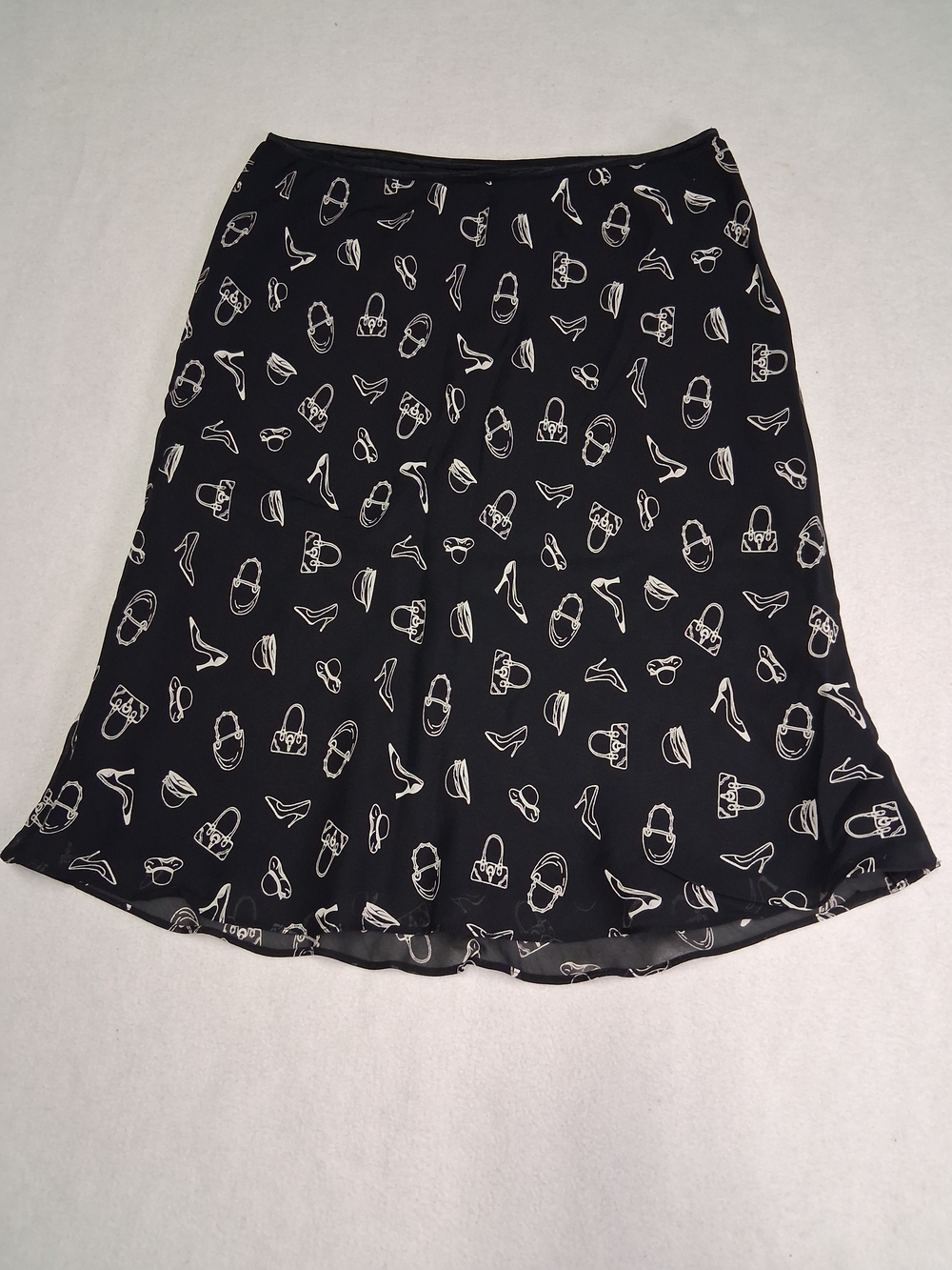 Black Printed A-Line Skirt